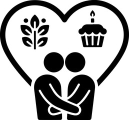 Couple Hugging Heart Icon