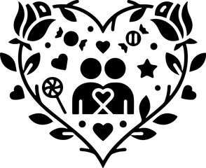 Valentine Couple Heart Illustration