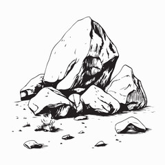 Desert landscape with large rock formation image vector