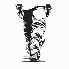 Person Wearing Sneakers and Pants Walking Image Vector on White Background