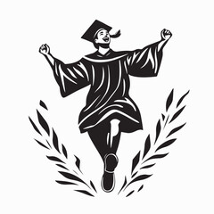 Happy Students Celebrating Graduation Design Logo Vector.