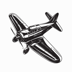 Vintage Aircraft Vector. Black and White Vintage Aircraft Vector.