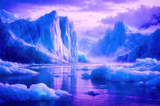 A blue and purple sky with mountains in the background - Powered by Adobe