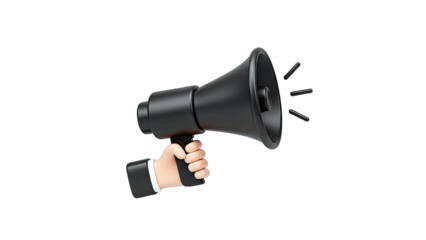 Cartoon Hand Holding a Black Megaphone