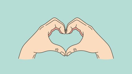 Fototapeta premium Caring hands forming a beautiful heart shape on a light blue background, symbolizing love and affection.