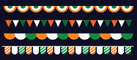 Indian Tricolor Decorative Bunting Border Set for National Celebrations