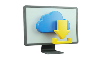 Cloud Download Icon on Monitor Screen