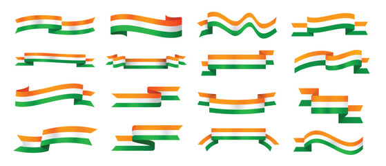 Indian Tricolor Ribbon Wave Set for Republic Day and Independence Day