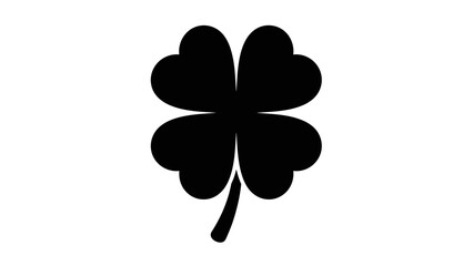 Four-leaf clover silhouette icon, symbol of luck and good fortune on an isolated white background.