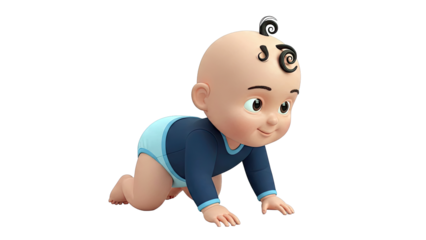 Cute animated baby crawling