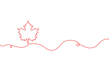 Canada day, one line art style, vector, illustration 