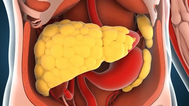 Medical Animation of Human Pancreas Organ Anatomy, Insulin and Diabetes Health Concept