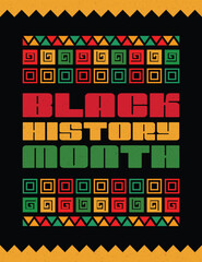 Black History Month design with vibrant Pan-African colors and tribal patterns celebrating culture and heritage