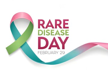 Awareness ribbon design prominently features text marking rare disease day held annually on february twenty ninth to promote support for individuals living with uncommon health conditions and raise cr