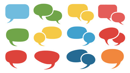 Collection of colorful empty speech bubbles for chat and dialogue on an isolated white background