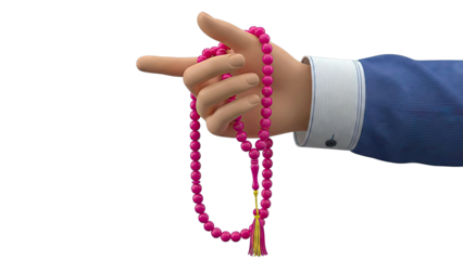 Hand holding prayer beads