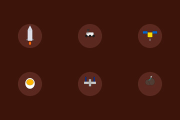 Mars Colony and Red Planet Exploration Icons. Terraforming Technology and Space Mining Symbols