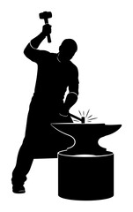 Blacksmith Silhouette - Anvil Strike Vector