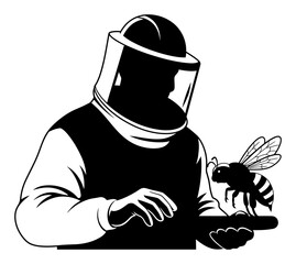 Beekeeping Silhouette - Minimalist Vector Illustration
