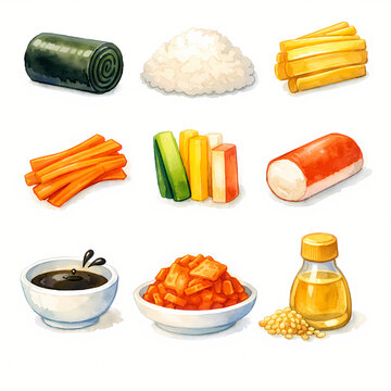 set of kimbab elements