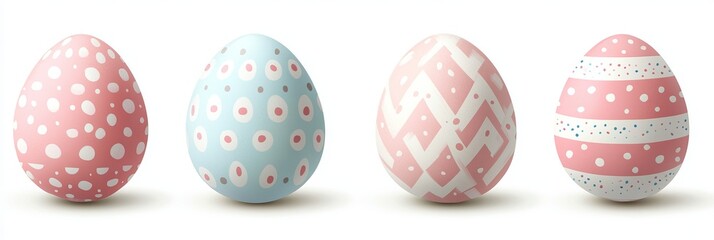 Colorful and Charming Easter Eggs in Pastel Shades with Unique Patterns for Spring Celebrations