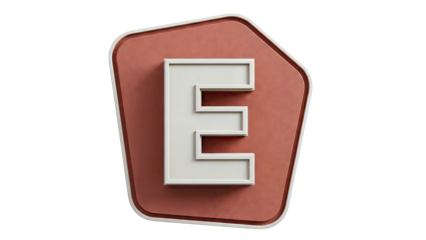 Letter E with Embossed Texture and Beveled Edges