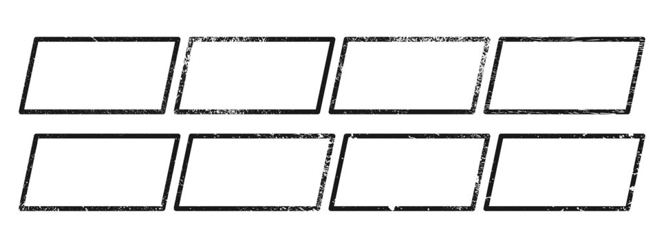 Set of grunge borders in parallelogram form