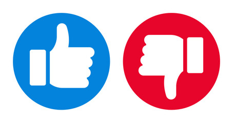 Like and dislike symbol set. Thumbs up and thumbs down icons. Social media buttons. © nikolae