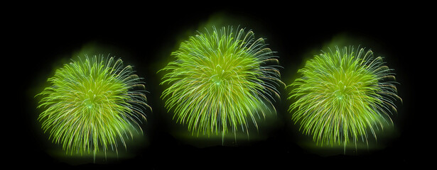 Green colour embossing fireworks in the night sky