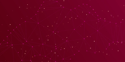 Valentine background with dark red dot network, abstract romantic tech grid