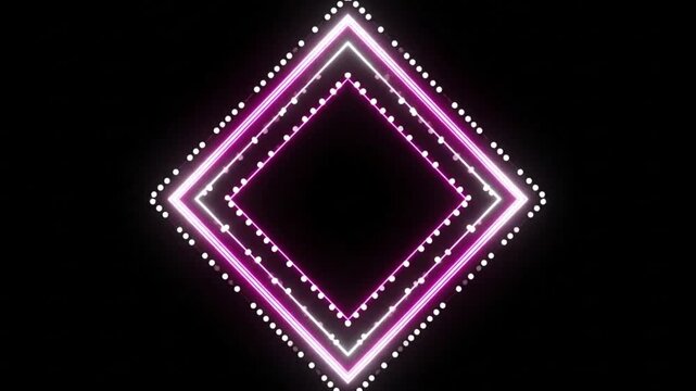 Glowing neon diamond frame with modern light effect on dark background for abstract futuristic design