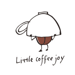 Hand Drawn Coffee Bean Character Vector Illustration &ndash; Wearing a Coffee Cup