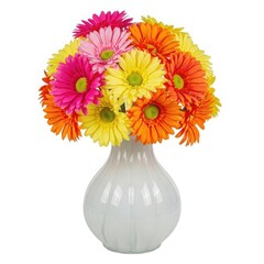 Vibrant gerbera daisies in white vase