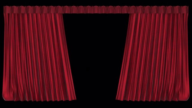 Red Curtain Stage Opening with Transparent Alpha Channel