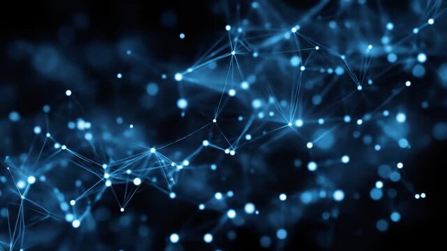 Abstract network of glowing points and lines.  Dark blue background