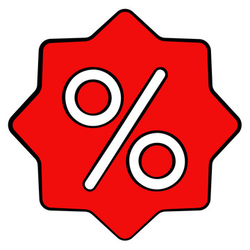 Sale Label with Percentage Cartoon Style Illustration