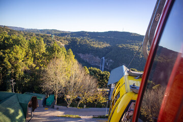 Cable car cabin overlooking Caracol Waterfall in Canela Brazil