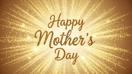 A golden Happy Mother's Day greeting card with sparkles and glitter