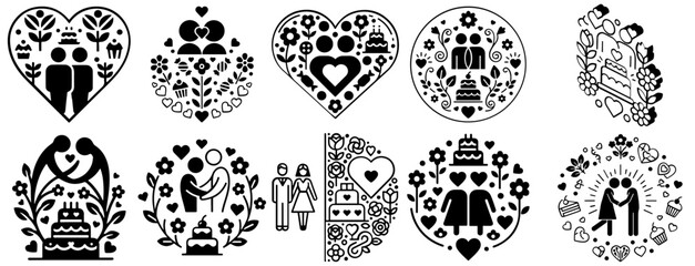 Wedding Celebration Icon Collection Set