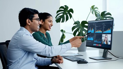 Business analytics data analysis stock video footage of team collaboration financial charts graphs digital marketing strategy business growth success innovation technology - Powered by Adobe