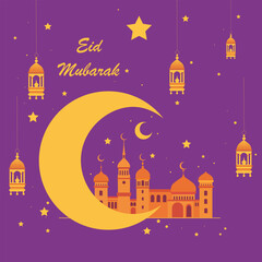 Flat background for islamic eid mubarak celebration