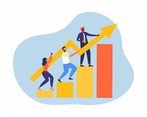 Business team working together to achieve success with growth chart