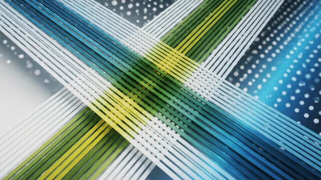 Abstract diagonal lines flowing through digital grid background