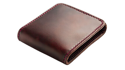 Elegant brown leather wallet on transparent background