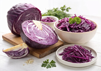 fresh red cabbage with leaves