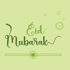 Eid Mubarak Calligraphy Greeting with Minimalist Dandelion Patterns on Light Green Background