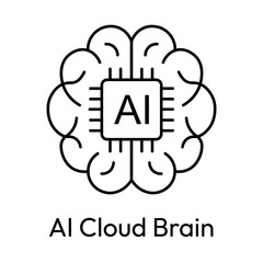 Smart AI Cloud Intelligence Icon Representing Digital Brain Power
