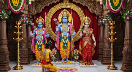 Hindu god rama sita laxmana hanuman darshan ram navami festival celebration wallpaper hd