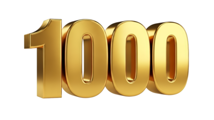 Golden 1000 number in shiny gold against black background