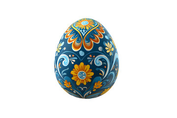 Fototapeta premium Dark blue floral easter egg illustration